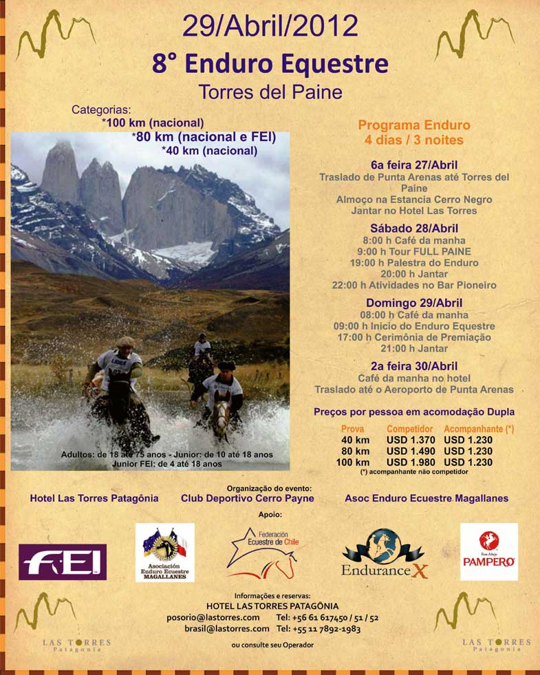 cartaz com programa da prova de torres del paine