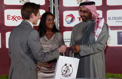 Dennis Schiergen receives a present from H.E. Sheikh Mohamed Bin Faleh al Thani