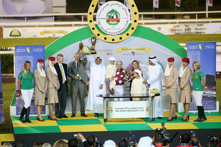 Kalino winning last year's inaugural Euros 1.2 million Sheikh Zayed Bin Sultan Al Nahyan Cup Crown Jewel-IPIC (Group 1) race
